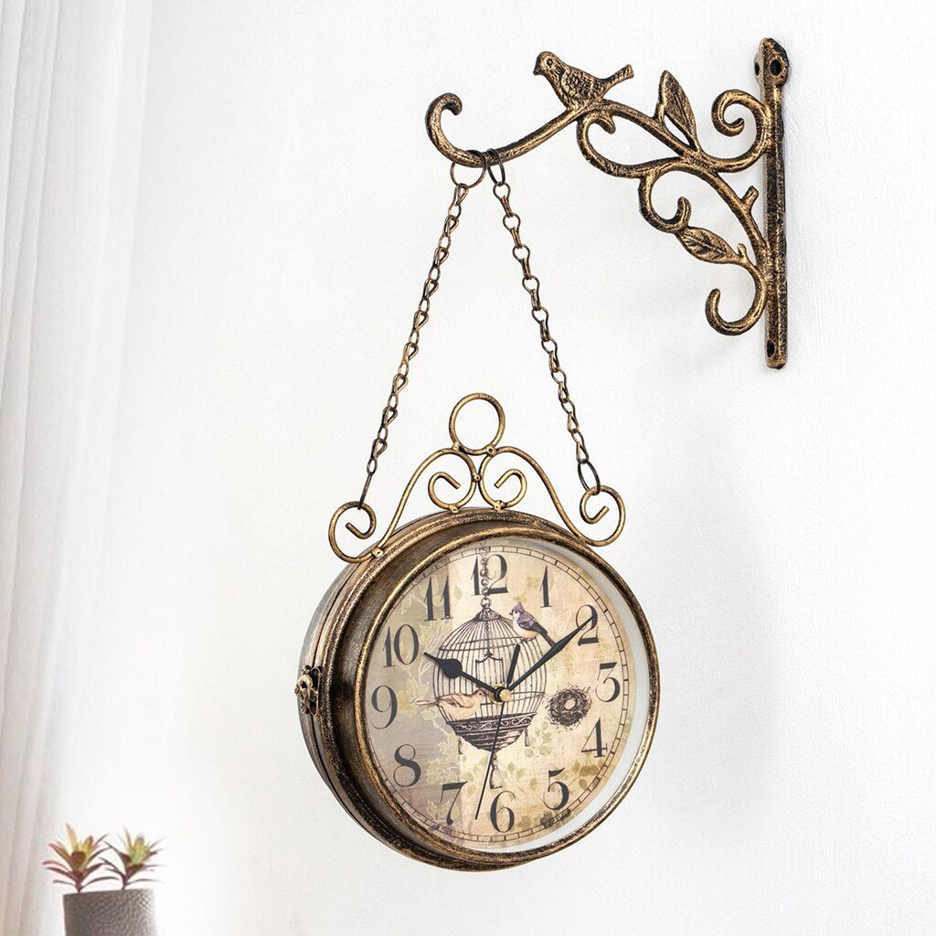 Vintage Wanduhr aus Metall im Bahnhof Stil – 19,5 cm Durchmesser, Leise Quarzmechanik, Robuste Konstruktion-2