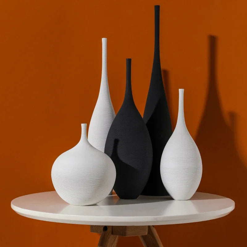 Handgefertigte Keramische Blumenvase in Schwarz-Weiß – Elegante Bodenvase in Verschiedenen Größen für Stilvolle Wohnräume-4