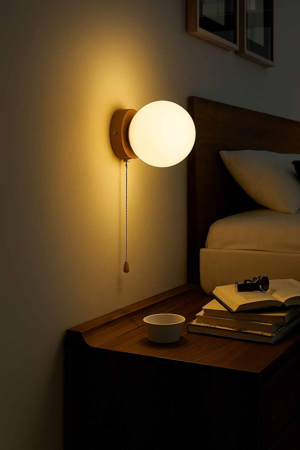 Glasora | Runde Glas-Wandlampe für Schlafzimmer