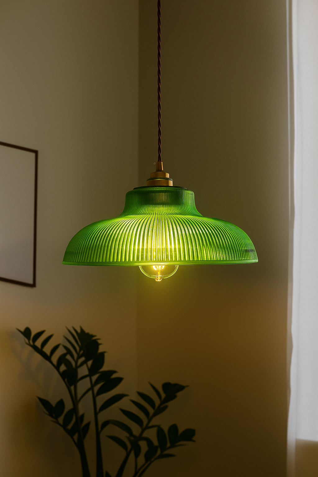 Nordelle | Retro Glas-Pendelleuchte mit Kupfer