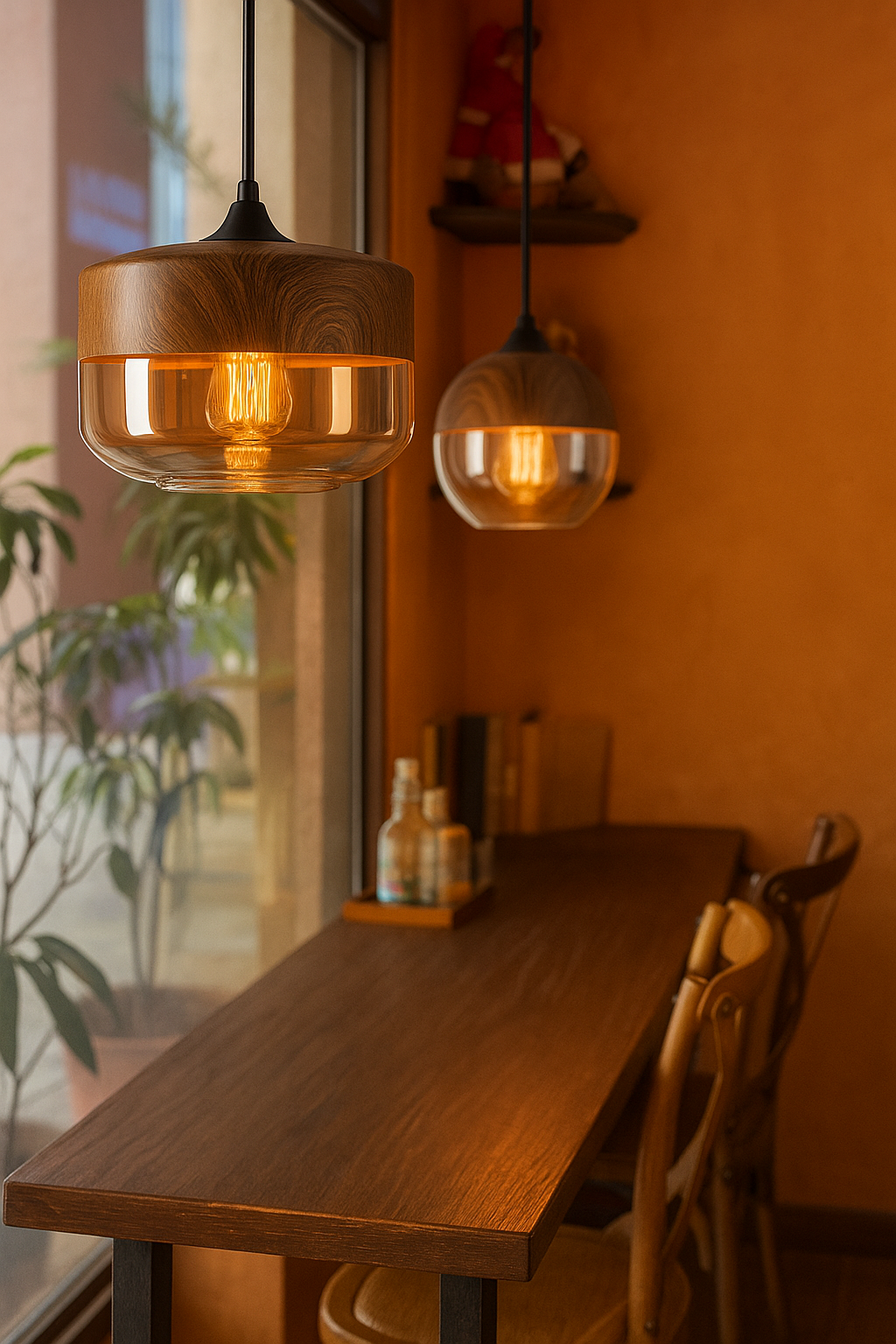 North | Nordic Glow Holz-Glas Pendelleuchte