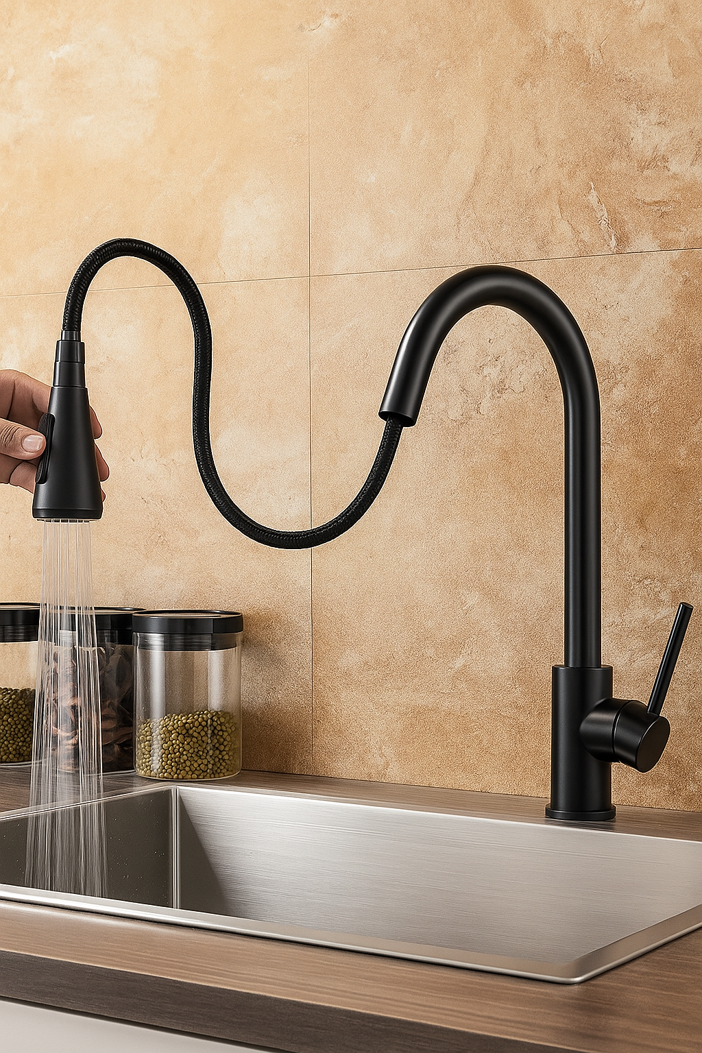Flex | Schwarzer Flexibler Wasserhahn