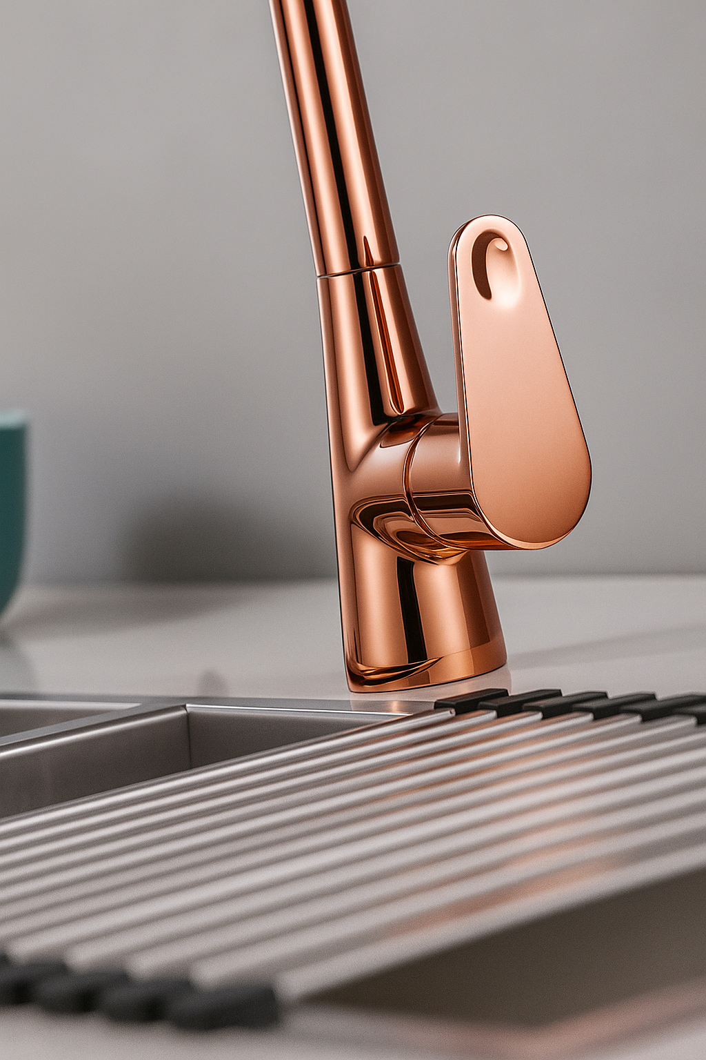 Roségold | Eleganter Einloch Wasserhahn aus Messing