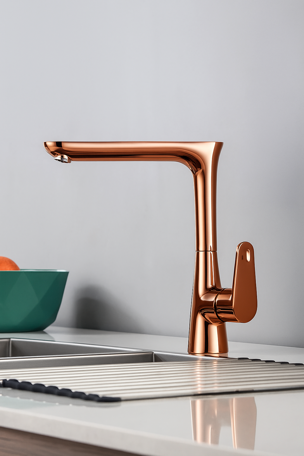Roségold | Eleganter Einloch Wasserhahn aus Messing