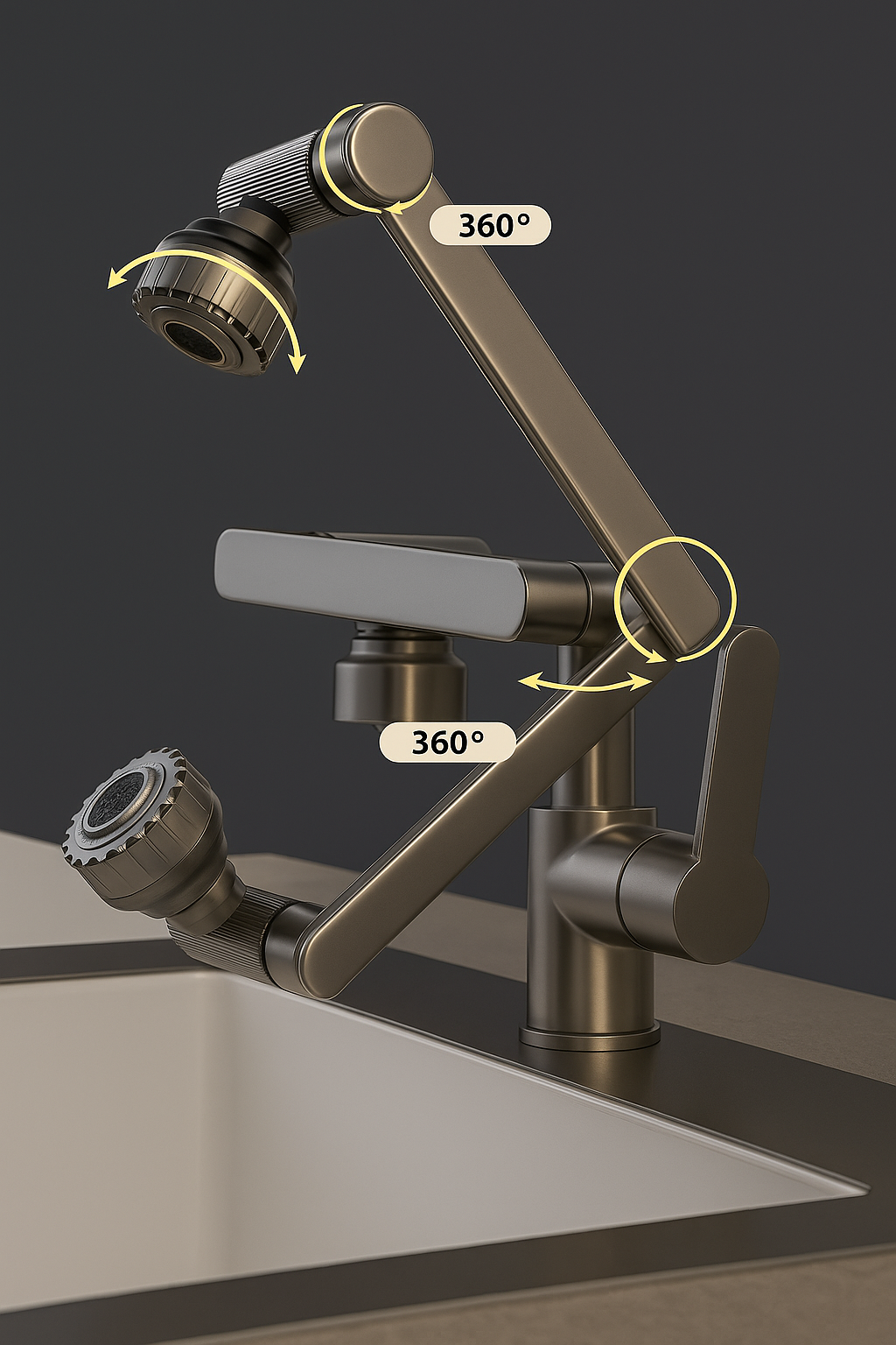 Double | Dual Modus Wasserhahn mit mechanischem Arm