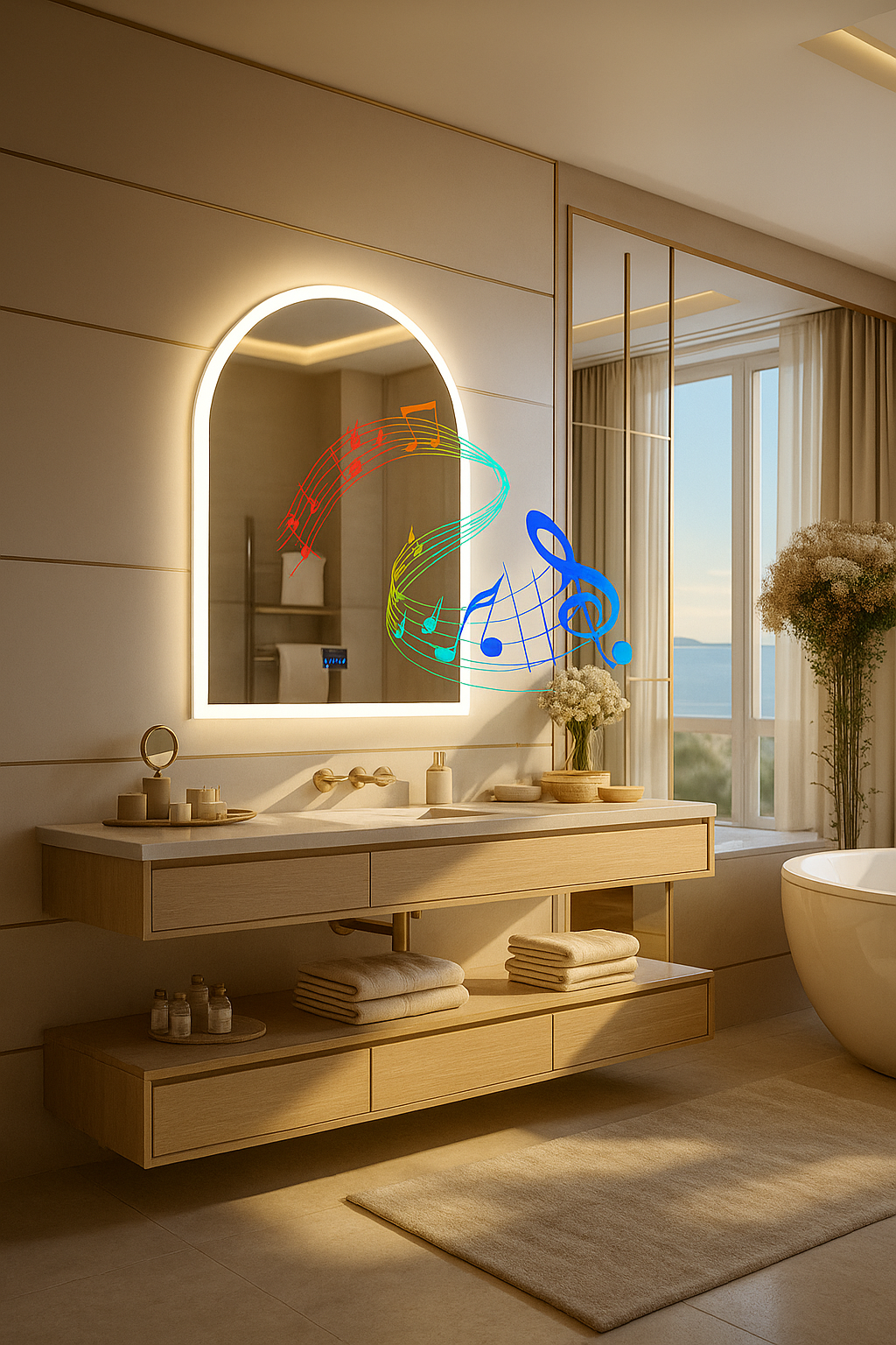 Leon | Led Badezimmerspiegel mit Bluetooth und Antibeschlagsystem