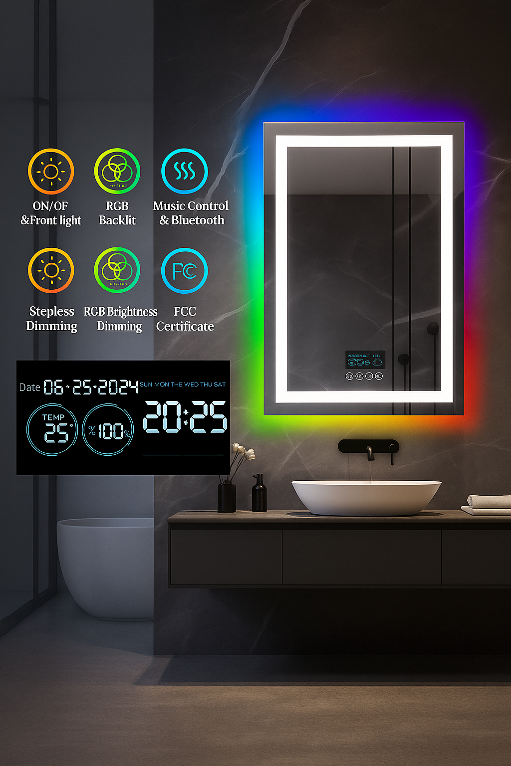 Musik | Led Spiegel Badezimmer mit Bluetooth