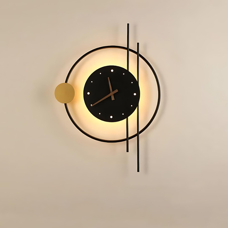 Variant image for Moderne Wanduhr Groß mit LED-Beleuchtung – 57 x 41,5 cm aus Edelstahl und Glas, Metallic-Gold-2