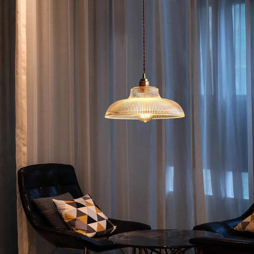 Nordelle | Retro Glas-Pendelleuchte mit Kupfer