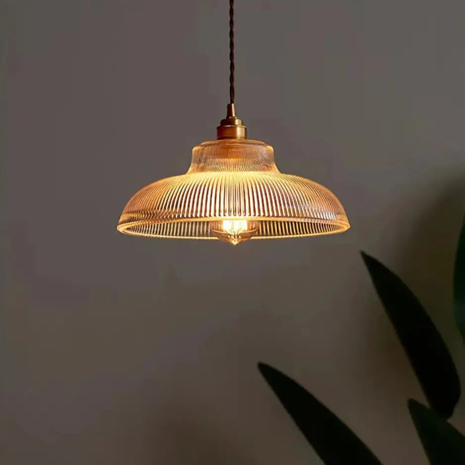 Nordelle | Retro Glas-Pendelleuchte mit Kupfer