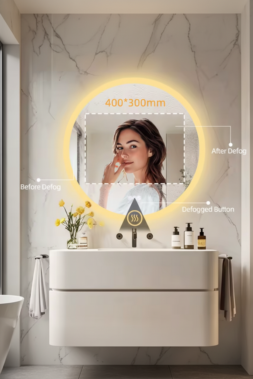 Lena | LED Runder Badezimmerspiegel mit Bluetooth und Anti-Fog-Funktion