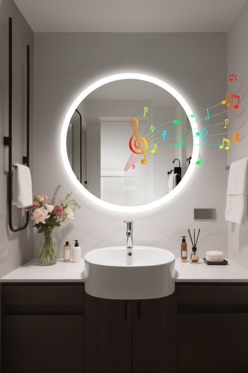 Lena | LED Runder Badezimmerspiegel mit Bluetooth und Anti-Fog-Funktion