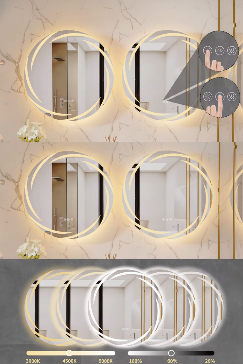 Lana | LED Rund Badezimmer Spiegel mit Anti-Fog-Funktion