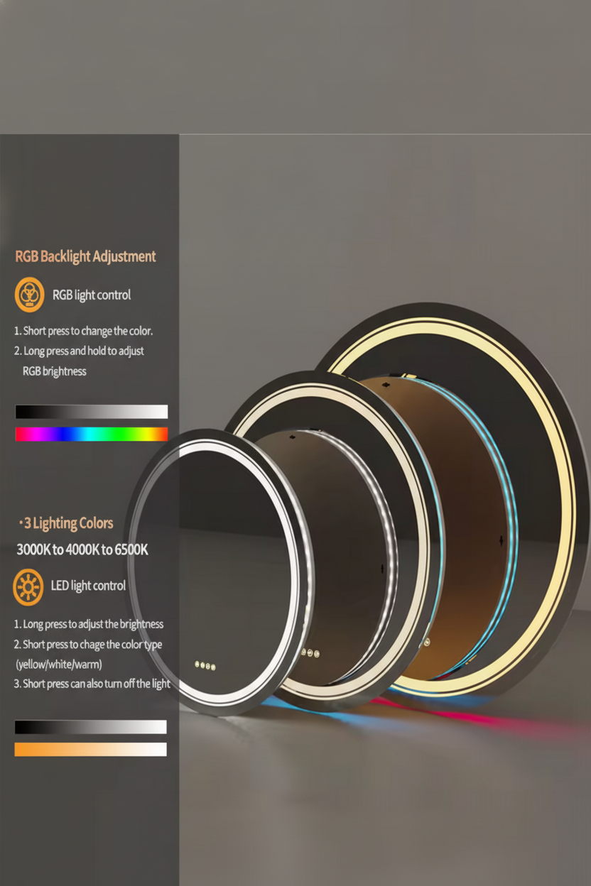 Liora | LED Rund Badezimmer Spiegel mit Anti-Fog-Funktion