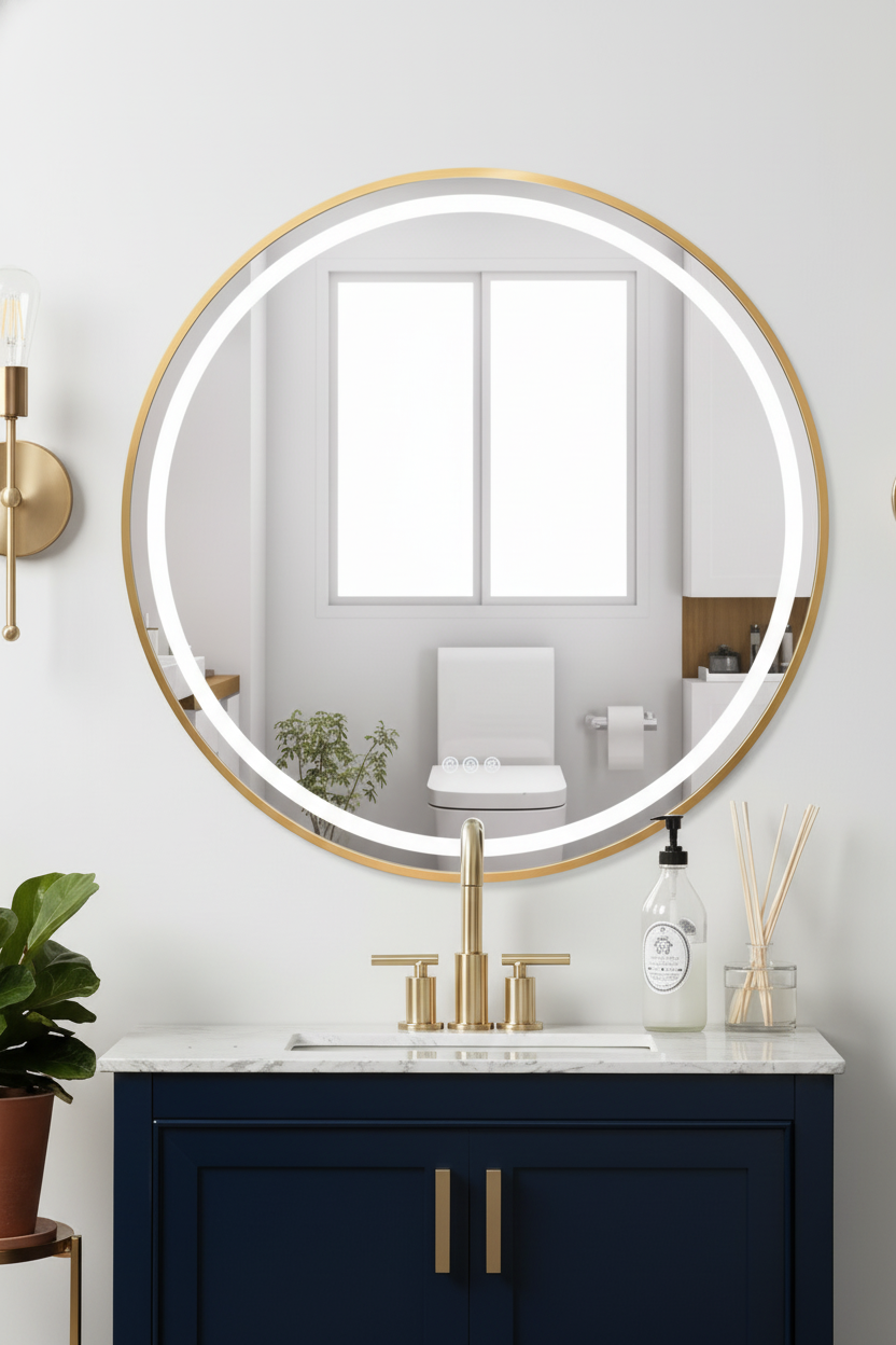 Nora | LED Runder Badezimmerspiegel mit Bluetooth und Antibeschlagsystem