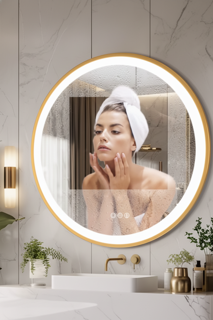 Aurora Luxe | LED Runder Badezimmerspiegel mit Bluetooth und Antibeschlagsystem