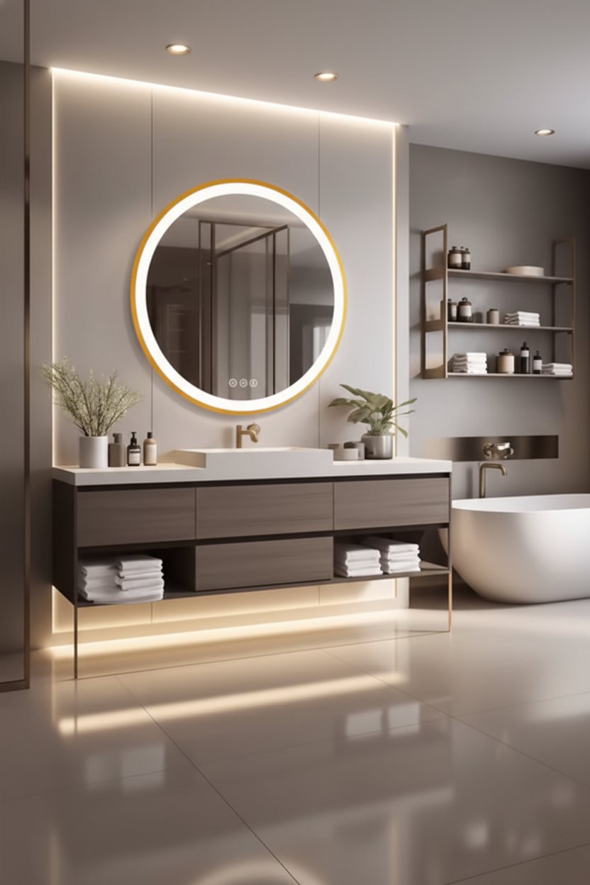 Aurora Luxe | LED Runder Badezimmerspiegel mit Bluetooth und Antibeschlagsystem